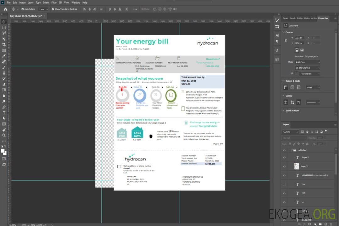 Facture commerciale d'électricité d'Ontario Hydrocan, SCR template Facture commerciale d'électricité d'Ontario Hydrocan, SCR template
